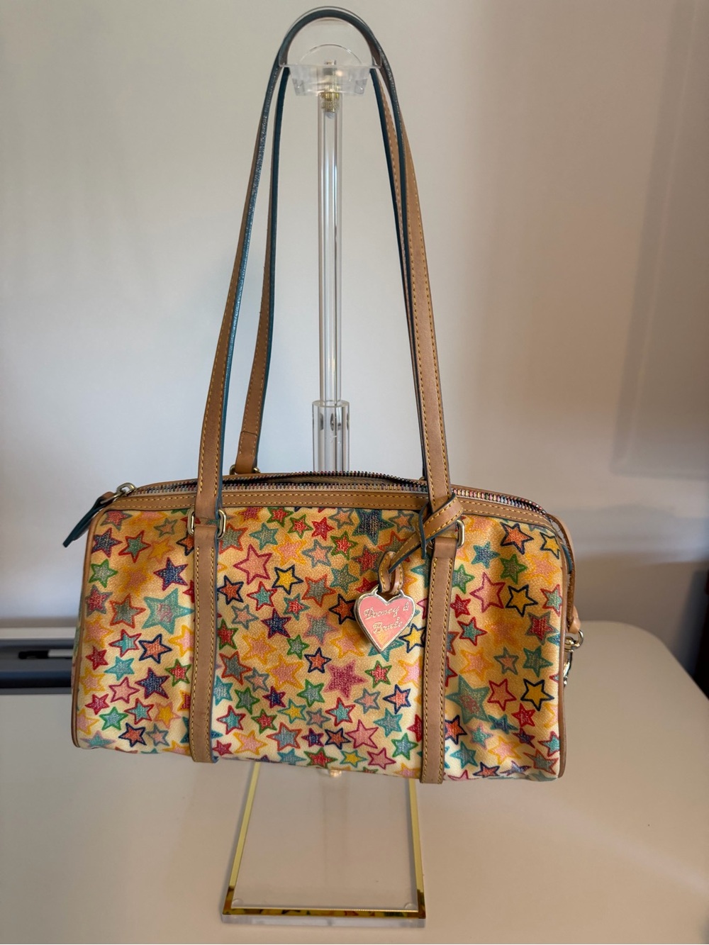Vintage Y2K Dooney & Bourke Barrel Shoulder Bag with Star Pattern